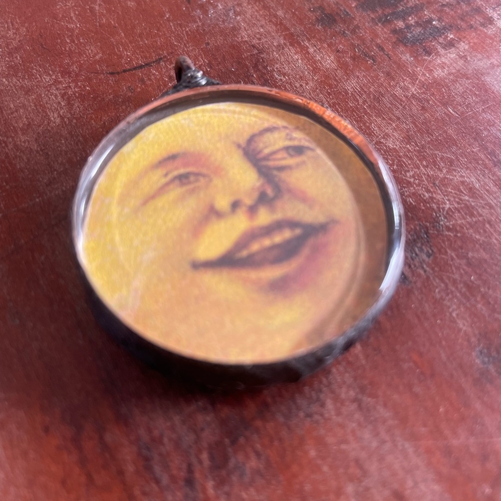Man in the Moon Victorian Glass Pendant gypsy